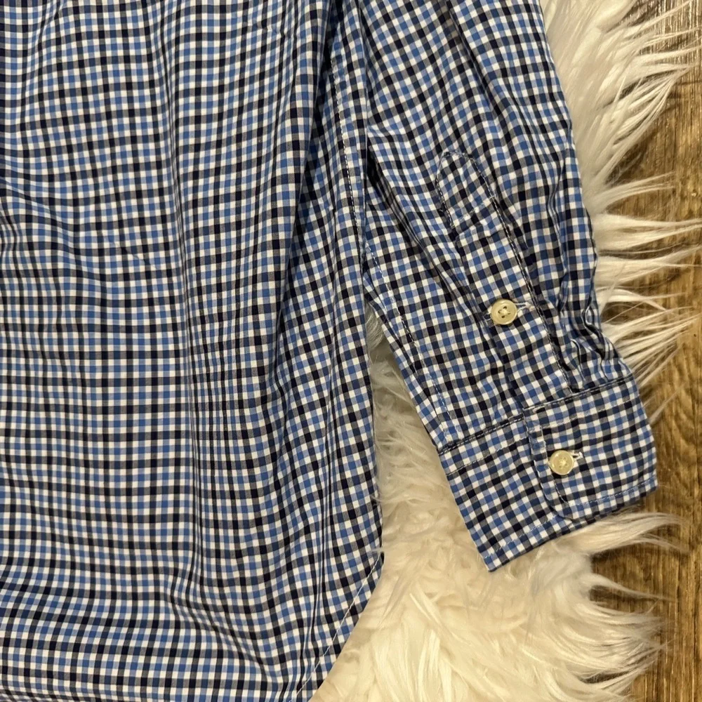 Ralph Lauren Navy Checkered Button Down‎ Shirt Boys Size Large 14/16
